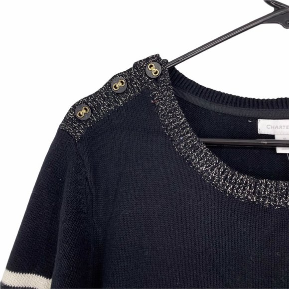 Charter Club Colorblocked Cable-Knit Sweater Black/White Size XL - D22 - Picture 3 of 9